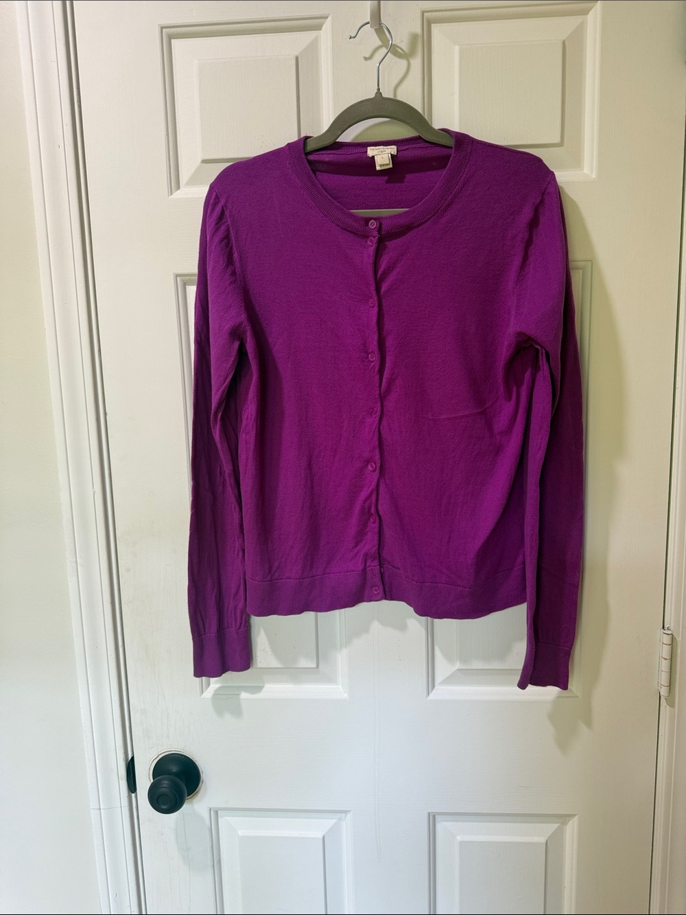 J. Crew Magenta Crewneck Button Cardigan